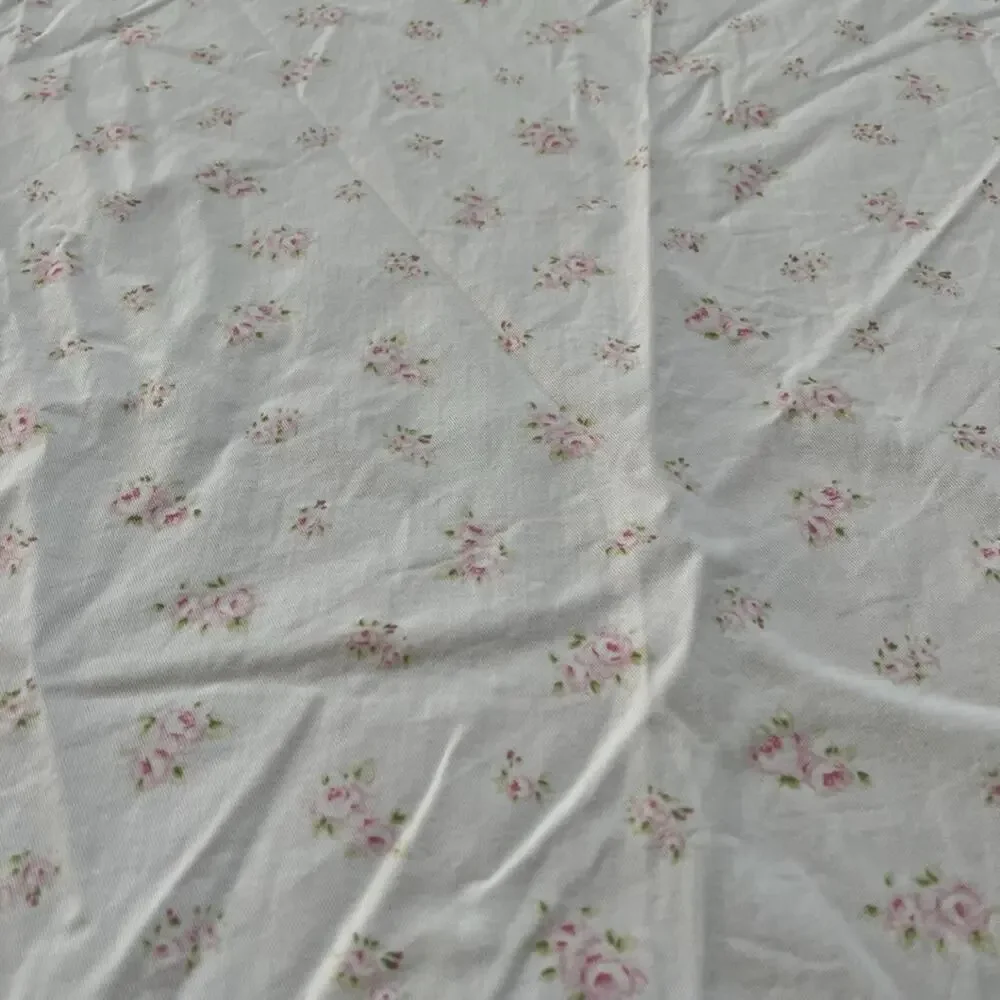 American Pacific Flat Sheet 100% Cotton Shabby Chic Pink Roses 90x85